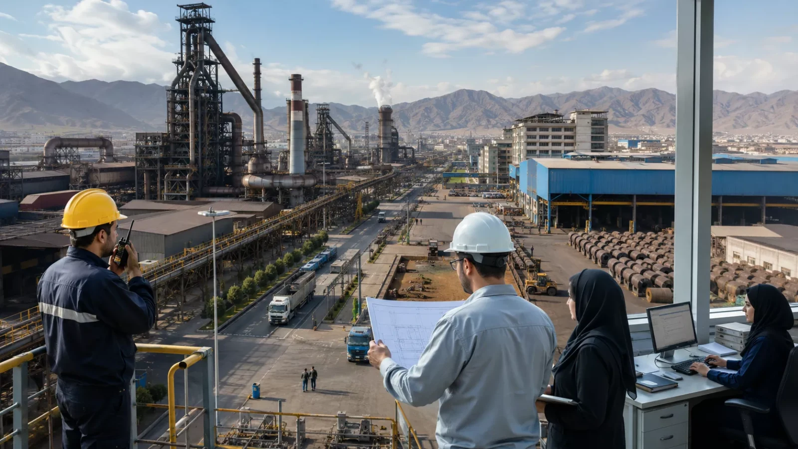 نمای کلی یک مجتمع فولادی و همکاری واحدهای عملیاتی، مهندسی و ستادی